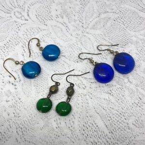 Bundle lot 3 vintage art glass earrings